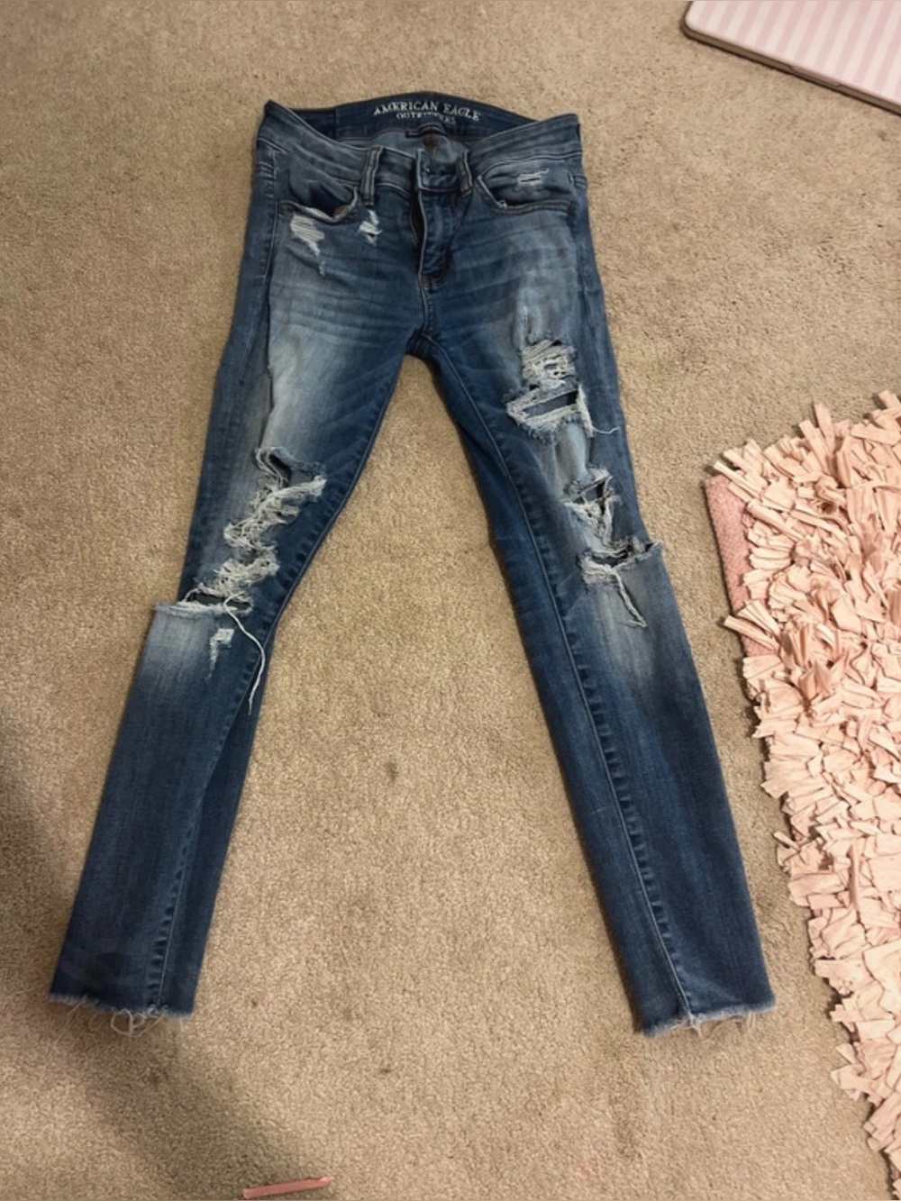 American Eagle Outfitters Ripped Skinny Jeans - Blue